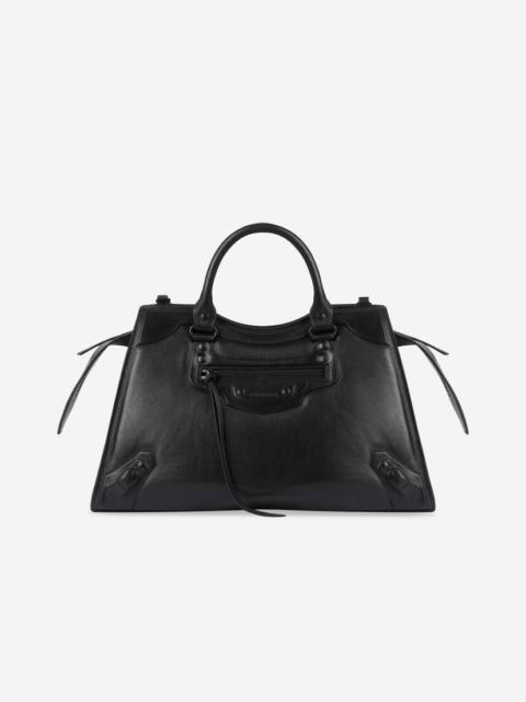 Balenciaga Women's Money Medium Tote Bag Used Effect Black in Used Calfskin  with Aged Gold-tone - US