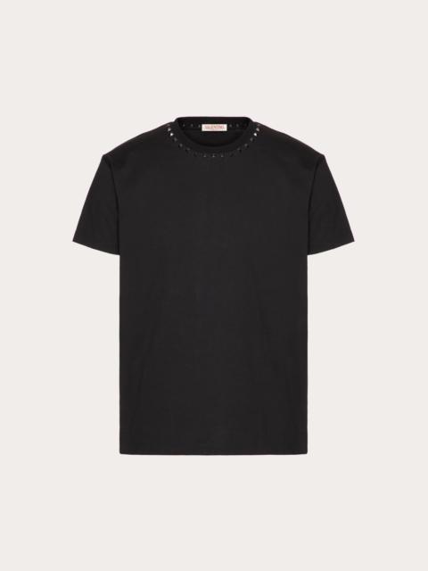 COTTON CREWNECK T-SHIRT WITH BLACK UNTITLED STUDS