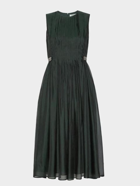 Max Mara Sleeveless Pleated Organza Midi Dress