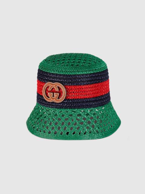 GUCCI Raffia-effect viscose bucket hat