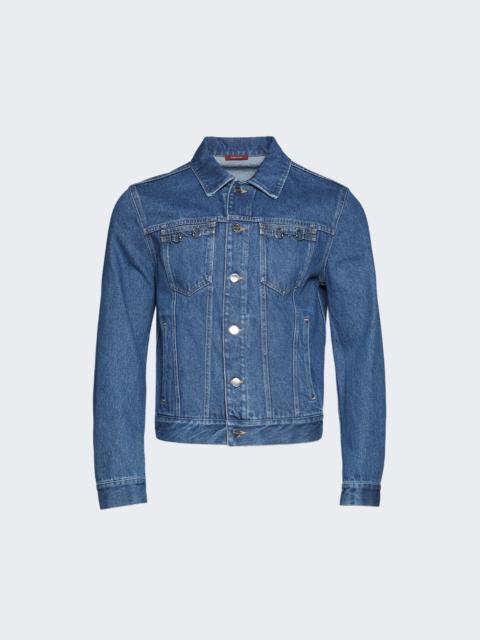 GUCCI Washed Denim Jacket With Horsebit Detail Petroleum Blue