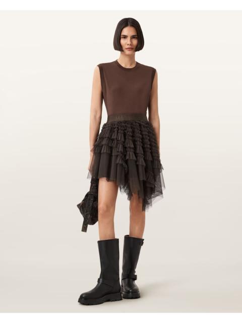 ALLSAINTS JAYDE RUFFLED TULLE MINI SKIRT