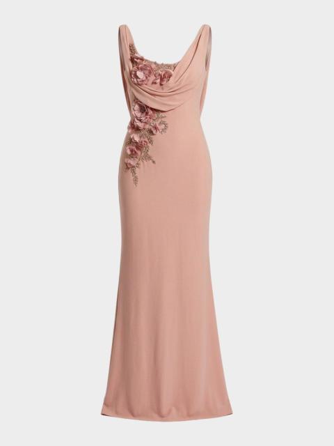 MAC DUGGAL Evening Beaded Jersey Sleeveless Gown