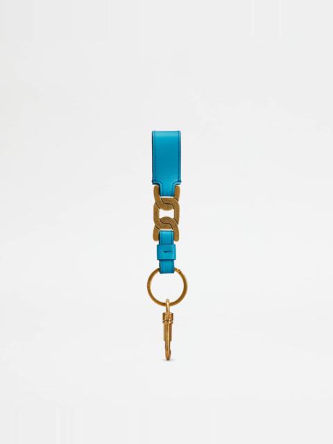 Tod's KATE KEY HOLDER IN LEATHER - LIGHT BLUE