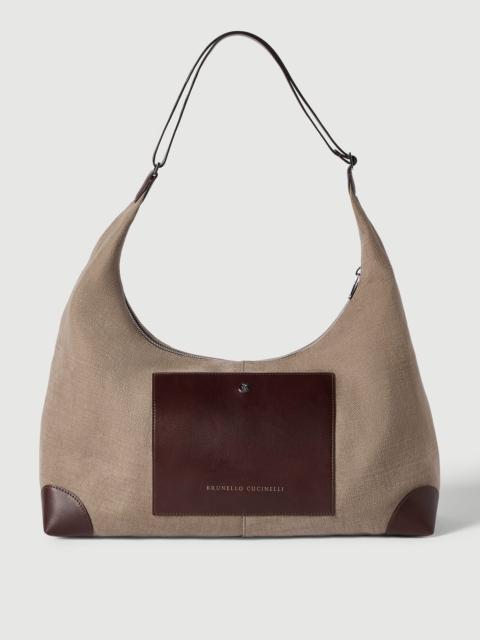 Brunello Cucinelli Water-resistant canvas and burnished calfskin messenger bag
