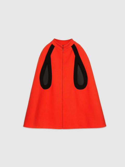 GUCCI Wool cape with contrast trims