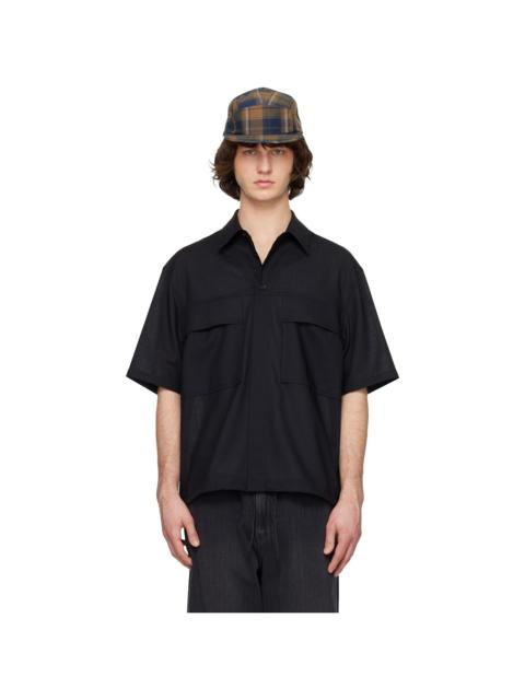 SOLID HOMME Black Flap Pocket Shirt
