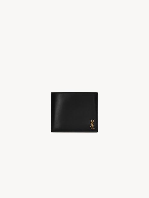 SAINT LAURENT TINY CASSANDRE EAST/WEST WALLET IN SHINY LEATHER