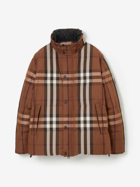 Packaway Hood Reversible Check Nylon Puffer Jacket