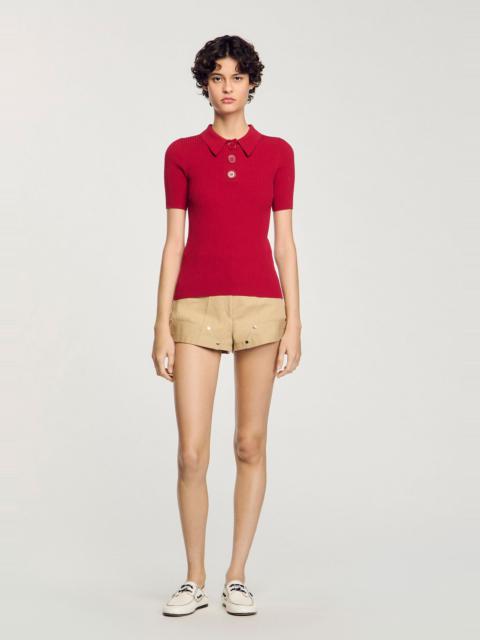 Sandro RIB KNIT POLO SHIRT