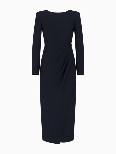 EMPORIO ARMANI Techno cady midi dress with side draping