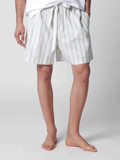 TEKLA White shorts with light blue stripes