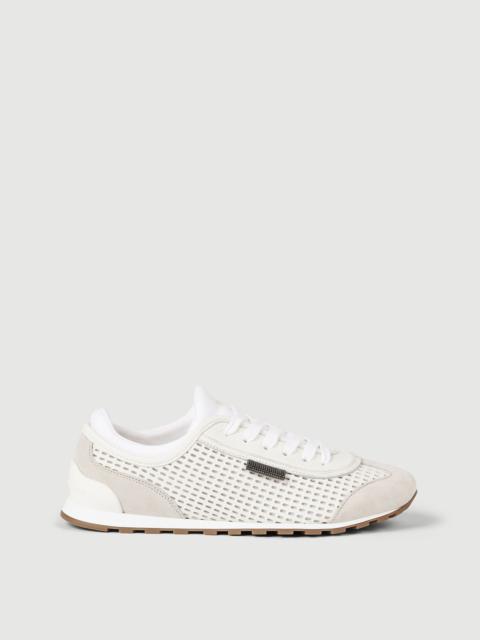 Brunello Cucinelli Deerskin net and suede runners with shiny tab