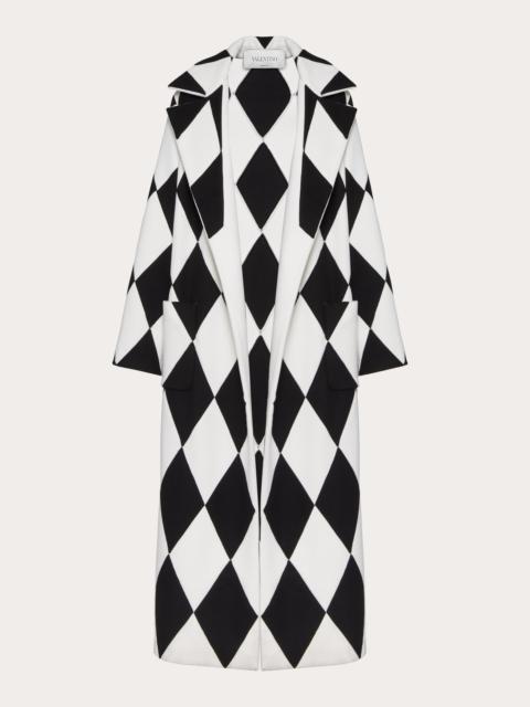 Valentino LONG COAT IN INTARSIA COMPACT DRAP