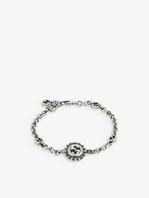 Interlocking logo-charm 925 sterling-silver chain bracelet