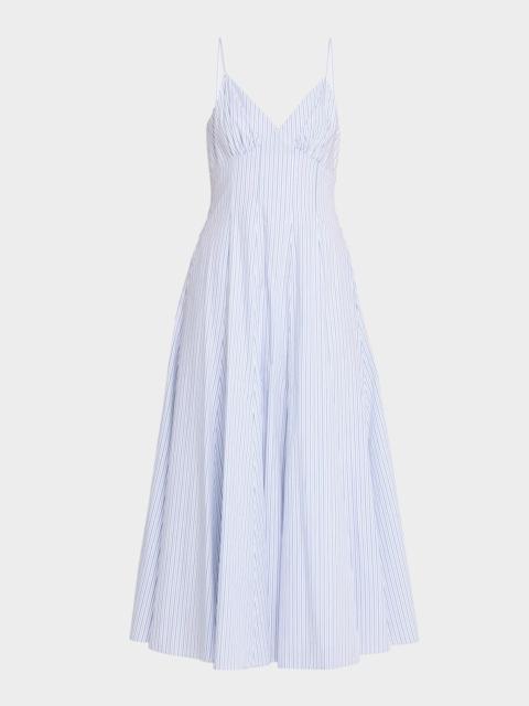 ROSIE ASSOULIN Striped Cotton Poplin Cami Maxi Dress