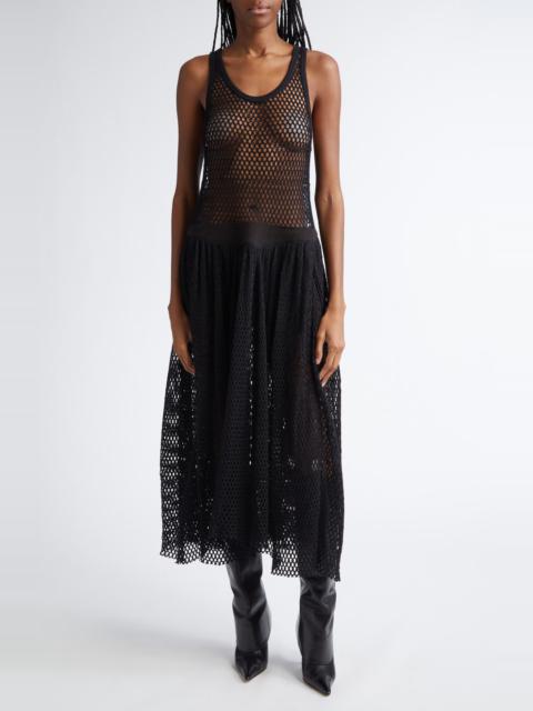 Diotima Pocomania Cotton Fishnet Midi Dress in Black at Nordstrom