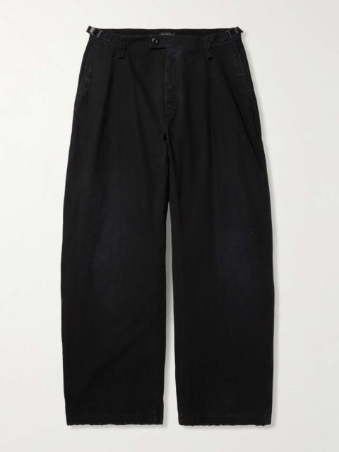 BALENCIAGA Wide-Leg Distressed Cotton Cargo Trousers