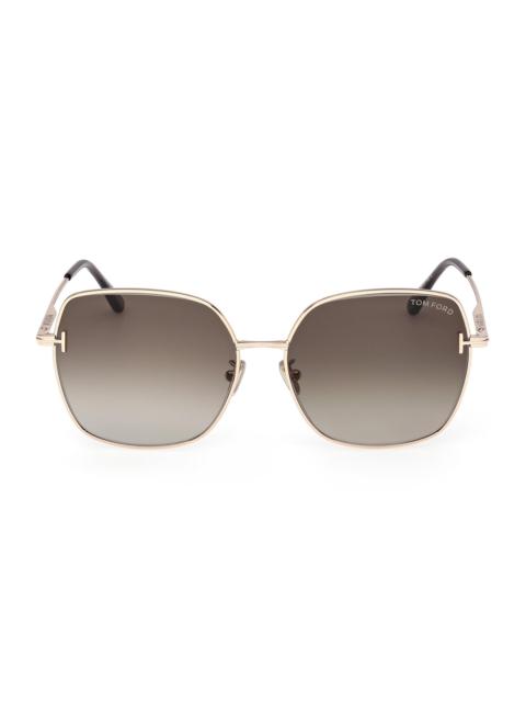 TOM FORD Women's 59MM Square Sunglasses - Shiny Rose Gold Grad Brown