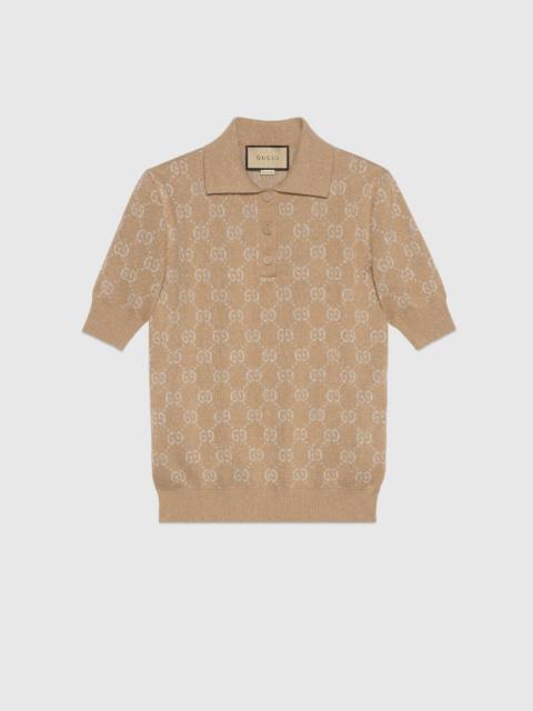 GUCCI Lamé GG jacquard knit polo