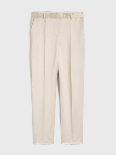 Low-waist satin trousers ecru