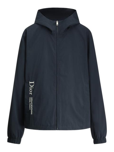 Dior DIOR MONTAIGNE EMBROIDERED WINDBREAKER IN DEEP BLUE TECHNICAL FABRIC