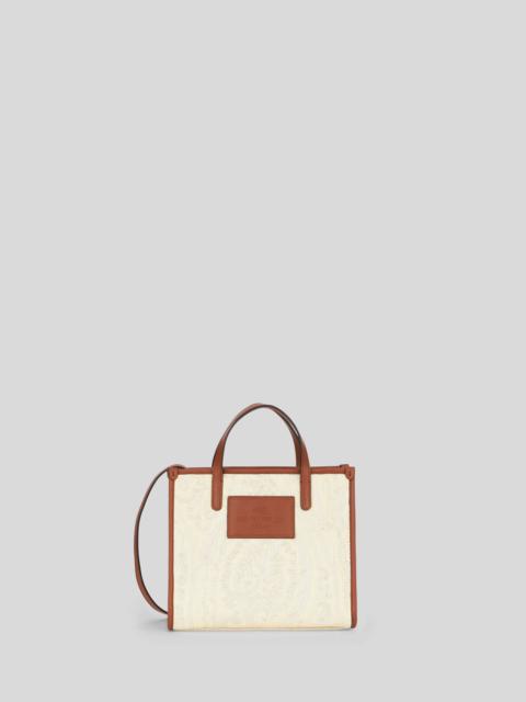 Etro MEDIUM RAFFIA SHOPPING BAG WITH PAISLEY EMBROIDERY