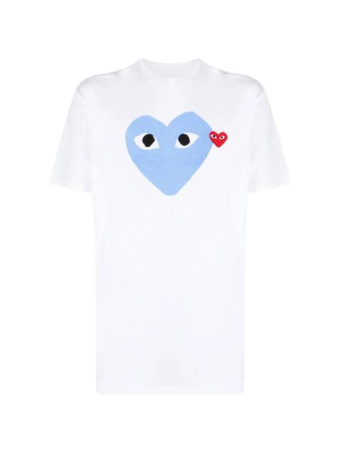 Comme des Garçons PLAY UNISEX SHORT SLEEVE TEE BIG BLUE HEART - WHITE