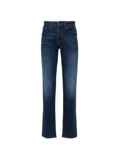 logo-plaque tapered jeans