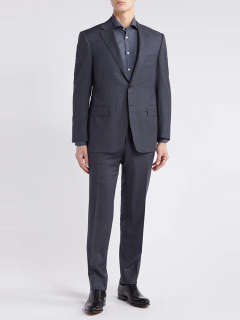 Canali Siena Regular Fit Shadow Plaid Wool Suit