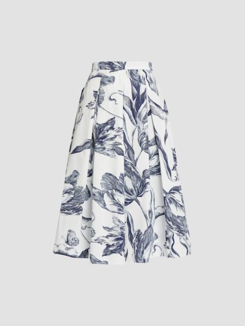 Erdem FLORAL PRINT PLEATED MIDI SKIRT