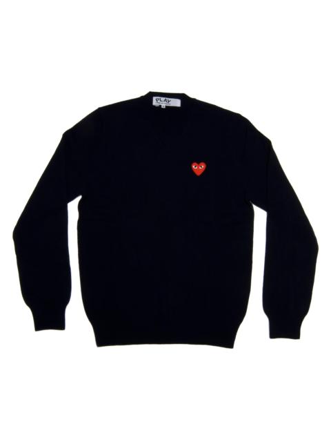 Comme des Garçons PLAY Women's Double Heart Play V-Neck Sweater - Black