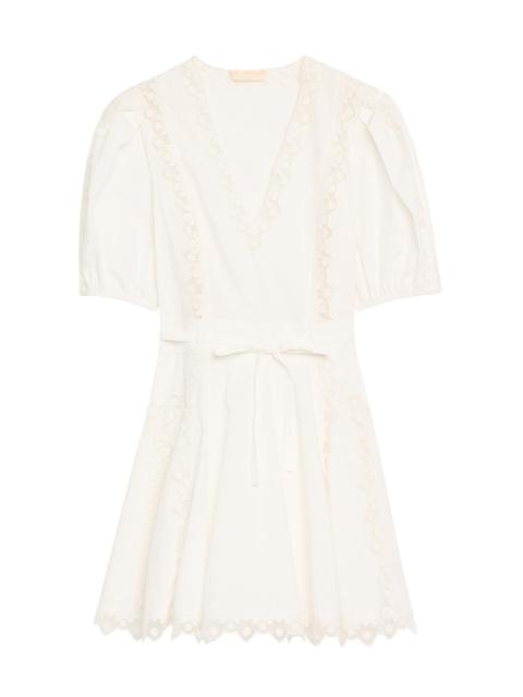 ULLA JOHNSON Women's Camila Lace-Trim Cotton A-Line Minidress - White