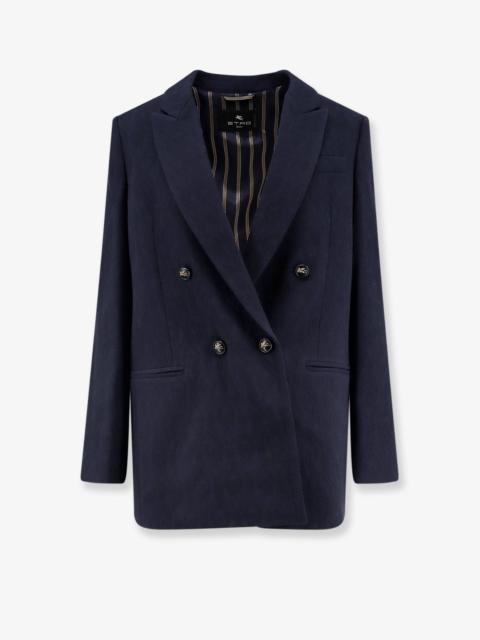 Etro Double-Breasted Stretch Wool Blazer