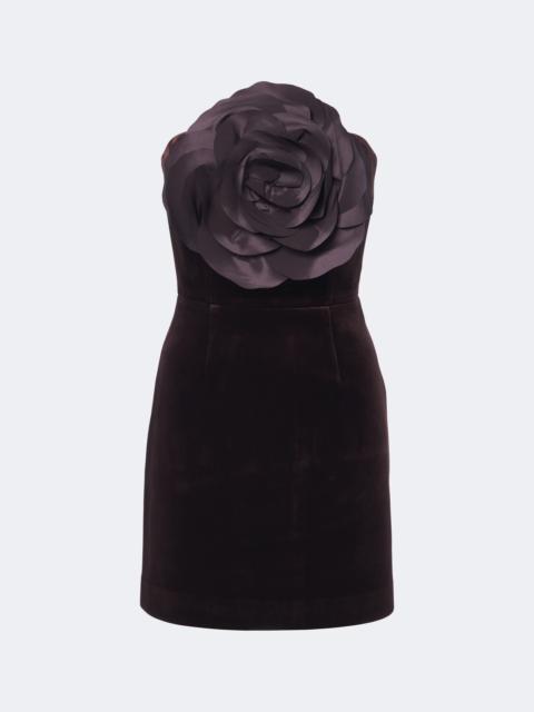 REBECCA VALLANCE Lois floral-appliqué velvet bustier dress