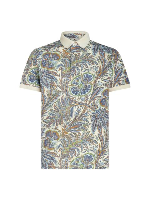 floral-print cotton polo shirt