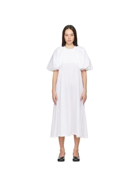 Noir Kei Ninomiya White Puff Sleeve Midi Dress