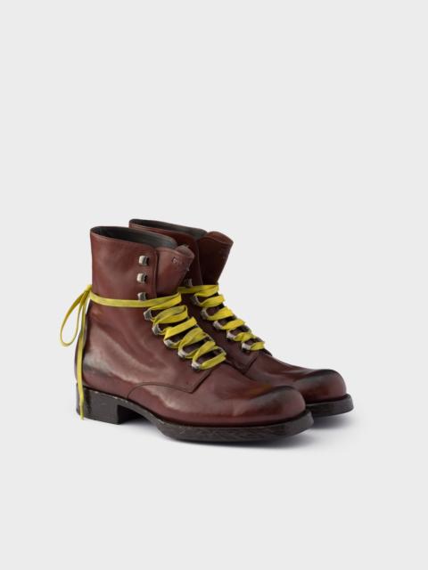 Prada Leather laced booties