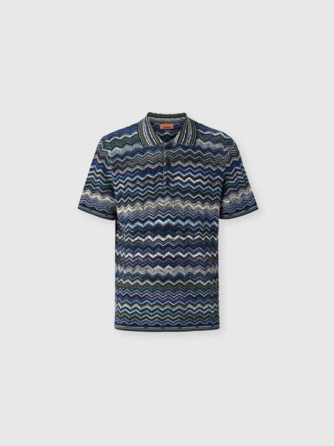 Missoni Cotton knit polo shirt with chevron pattern