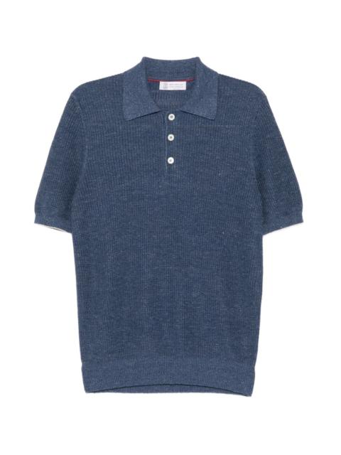 Brunello Cucinelli half English Rib knit polo