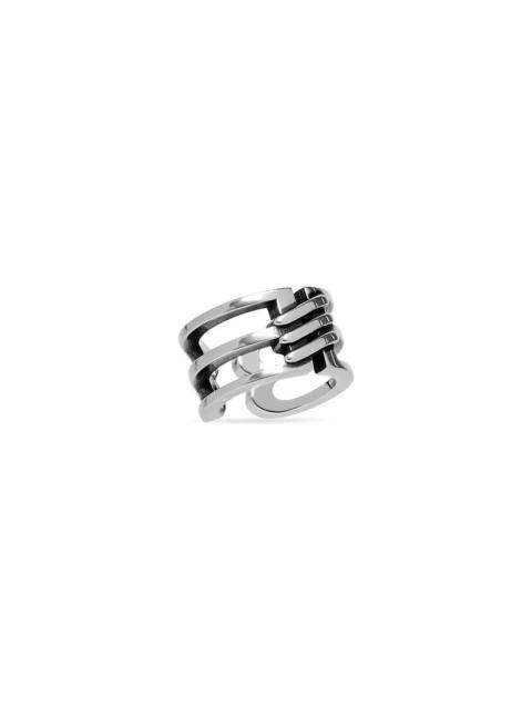 BALENCIAGA Bb Icon Open Ring  in Antique Silver