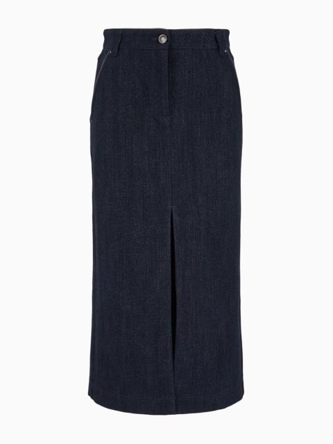 GIORGIO ARMANI Denim Collection midi skirt in cotton and wool denim