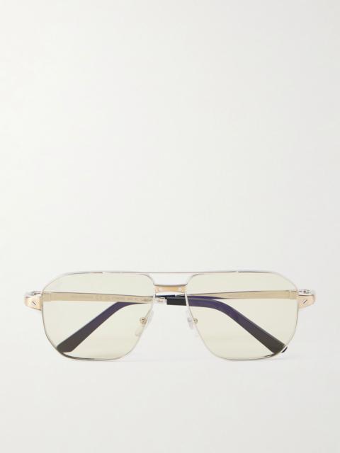 Cartier Santos Aviator-Style Silver-Tone Sunglasses Silver
