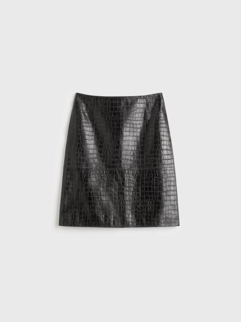 TOTEME Paneled croco-embossed skirt dark brown