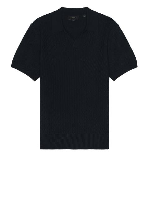 Vince Crafted Rib Short Sleeve Johnny Collar Polo
