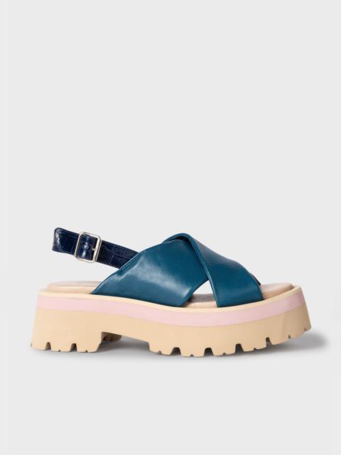 Paul Smith Women's Blue 'Logan' Leather Platform Sandals