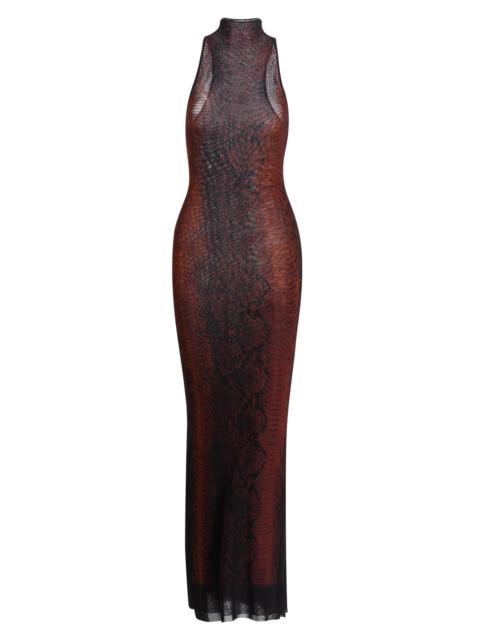 Jean Paul Gaultier Women's Snakeskin-Print Sleeveless Maxi Dress - Brown Black