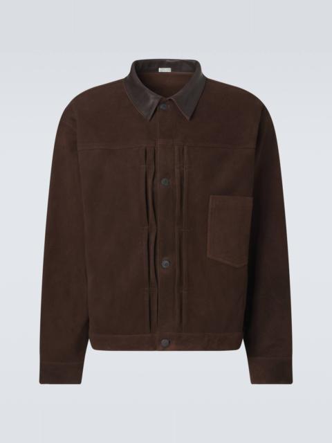 A.PRESSE 1st Type leather-trimmed suede jacket