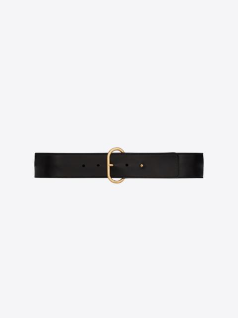 SAINT LAURENT oval buckle belt in lacquered leather