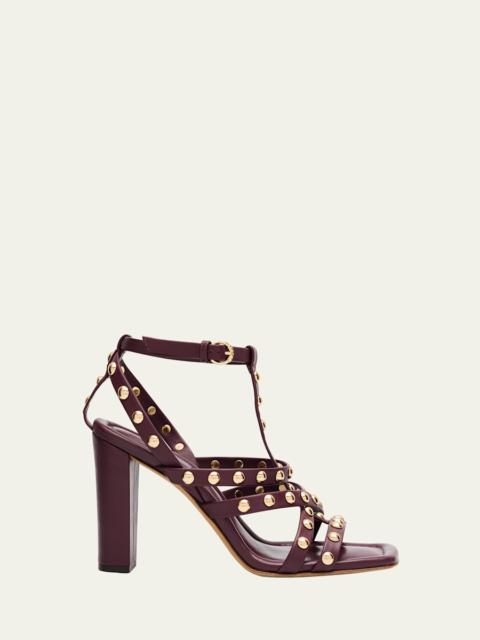ULLA JOHNSON Bijou Studded Caged Block-Heel Sandals